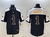 Men's Philadelphia Eagles #1 Jalen Hurts Black Gold New F.U.S.E. Vapor Untouchable Limited Stitched Jersey Dzhi,baseball caps,new era cap wholesale,wholesale hats